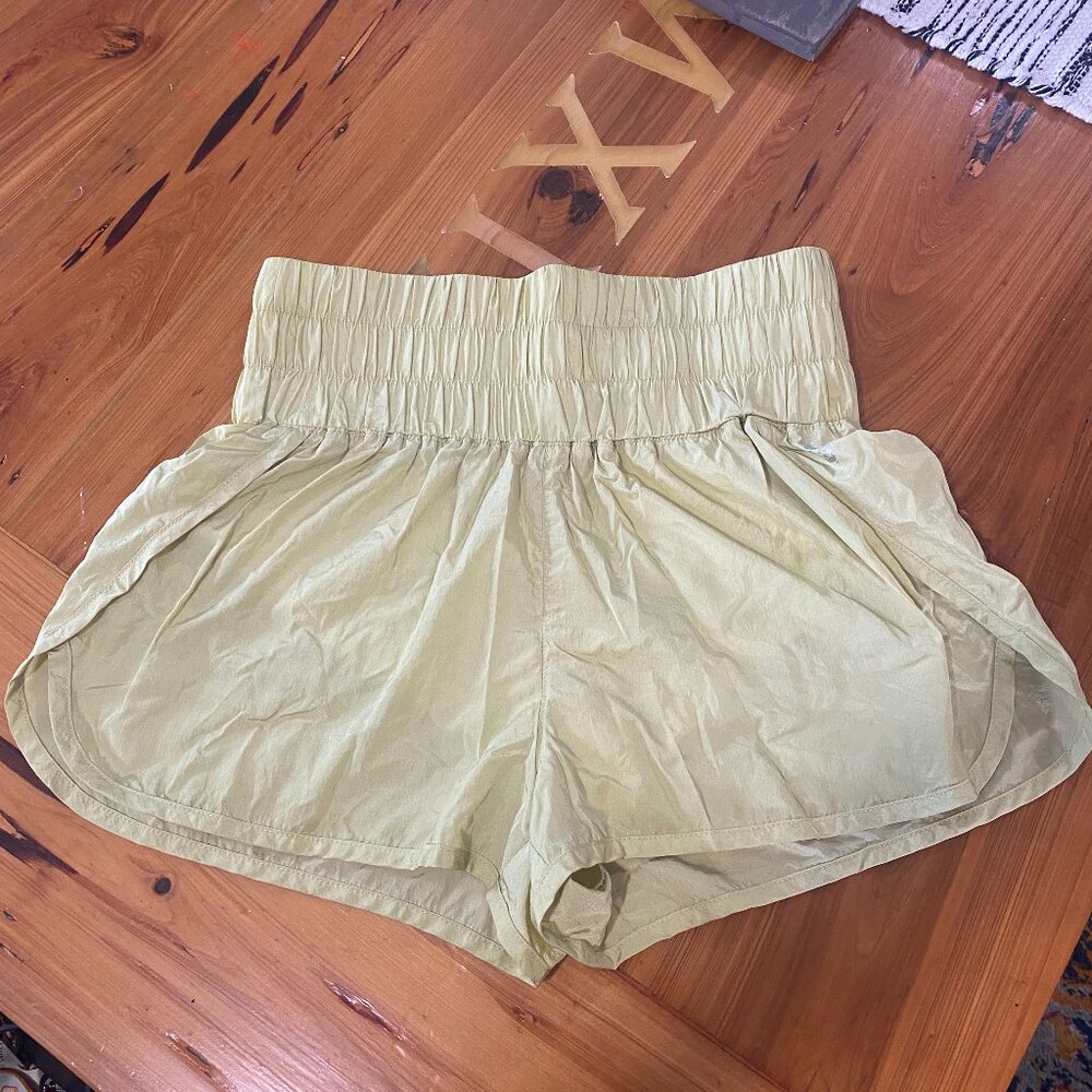 Free People Movement Yellow Nylon High Waisted Shorts Size Large